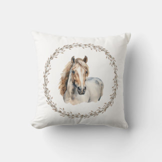 Grey Horse Throw Pillow