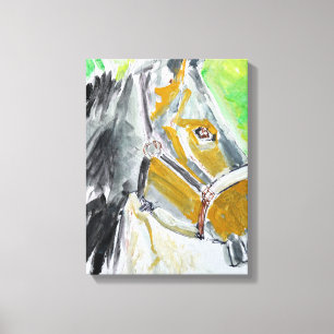 Grey Horse with Bridle Expressionist Canvas Print