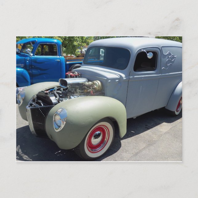 Grey Hot Rod Postcard (Front)