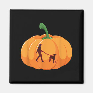 Grey Hound Walking Halloween Dog Pumpkin Magnet