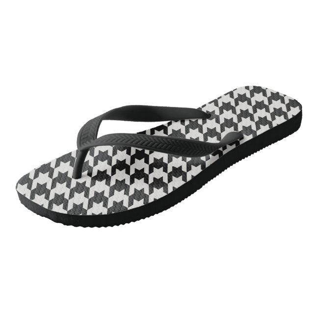 Grey Houndstooth Flip Flops (Angled)