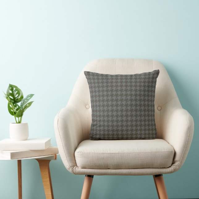 Grey Houndstooth Pattern Throw Pillow (Chair)