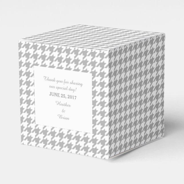 Grey Houndstooth Wedding Favour Box (Front Side)