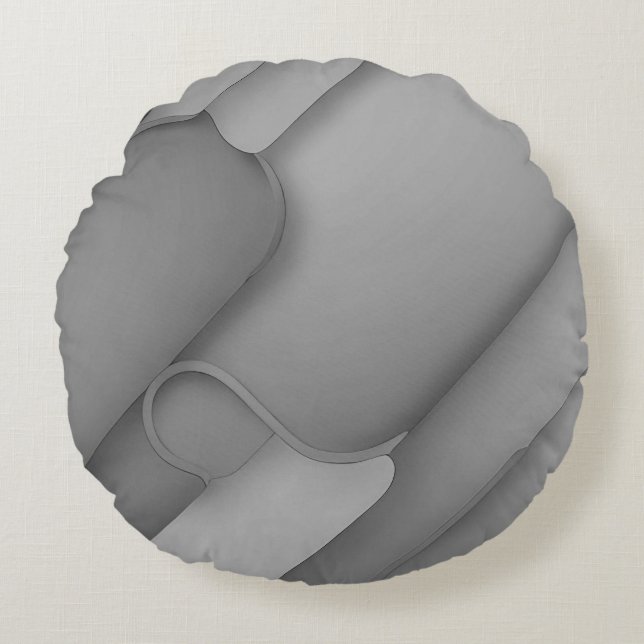 Grey Hues Modern Art  Round Cushion (Front)