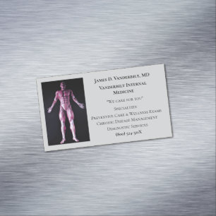Grey Human Body Internal Medicine Doctor Medical  Magnetic Business Card