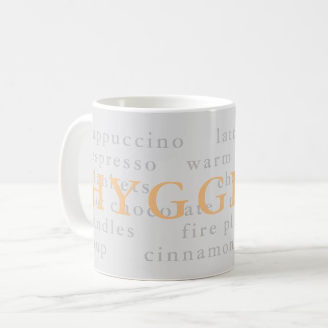 Grey hygge me coffee tea mug (Front Left)