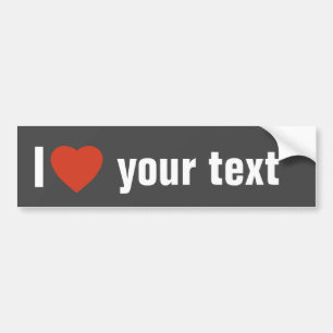 Grey I Heart Bumper Sticker