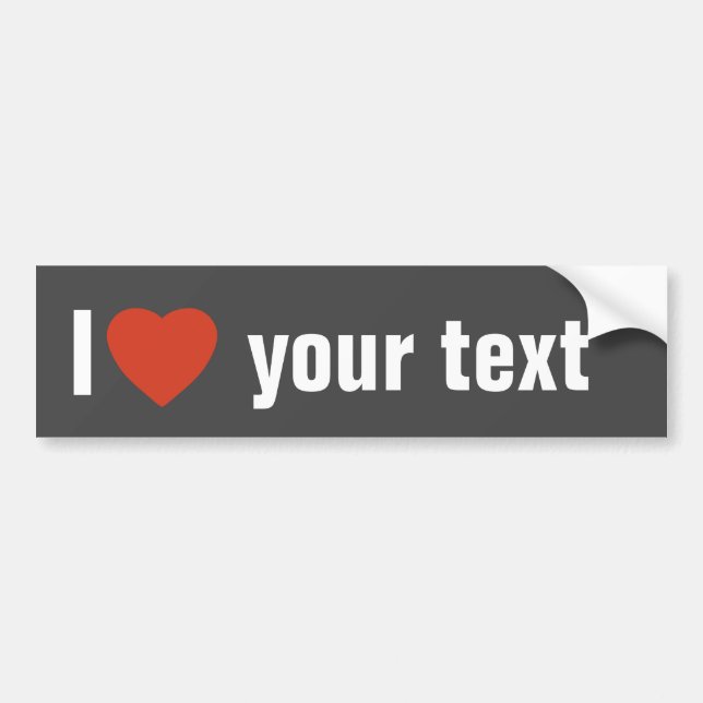 Grey I Heart Bumper Sticker (Front)