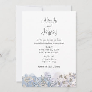 Grey Ice Winter Elegant Wedding Invitation