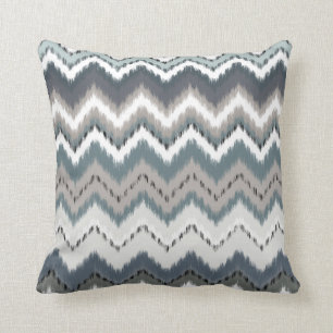 Grey Ikat Chevron Cushion