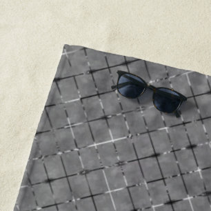 Grey image divided into rectangles, bright wire beach towel