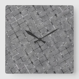 Grey image divided into rectangles, glow wire square wall clock