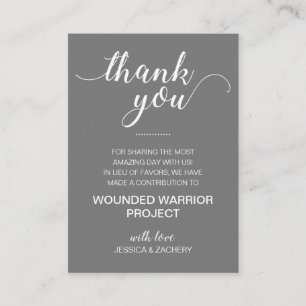 Grey In Lieu Of Favours Charity Donation Wedding Place Card