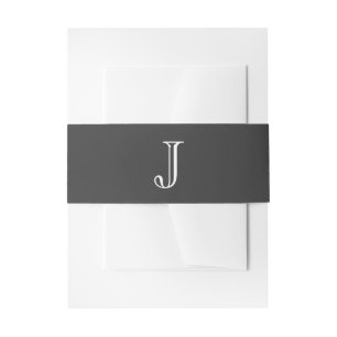 Grey Initial Belly Band Invitation Belly Band