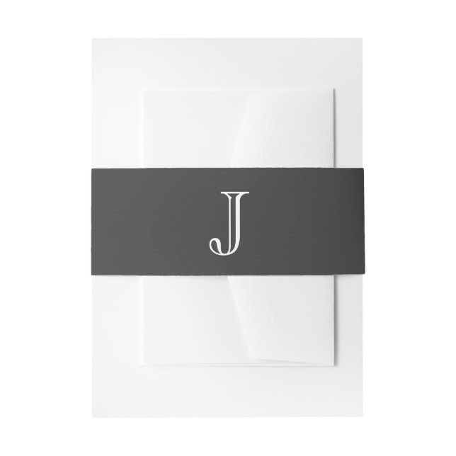 Grey Initial Belly Band Invitation Belly Band (Front Example)