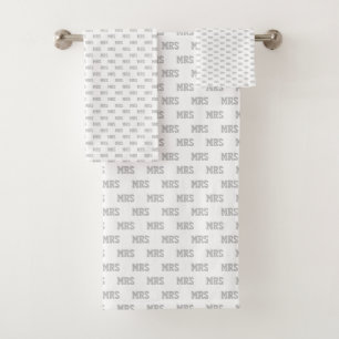 Grey Initials Pattern Monogrammed Bath Towel Set