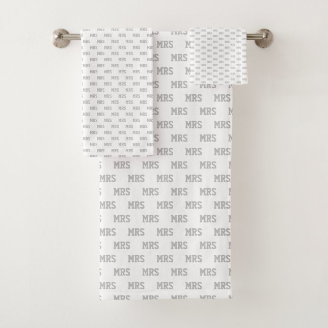 Grey Initials Pattern Monogrammed  Bath Towel Set (Insitu)