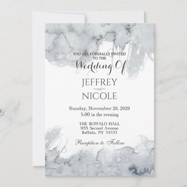 Grey Ink Elegant Modern Wedding Invitation (Front)