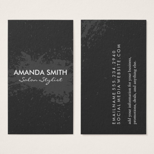 Grey Ink Splatter Salon Stylist (Front & Back)