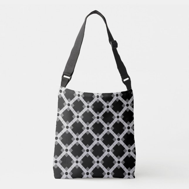 Grey Inka Cross Diagonal Pattern Crossbody Bag (Front)