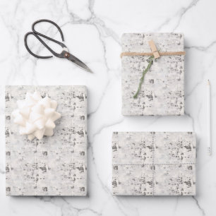 Grey & Ivory Abstract Wrapping Paper Sheet