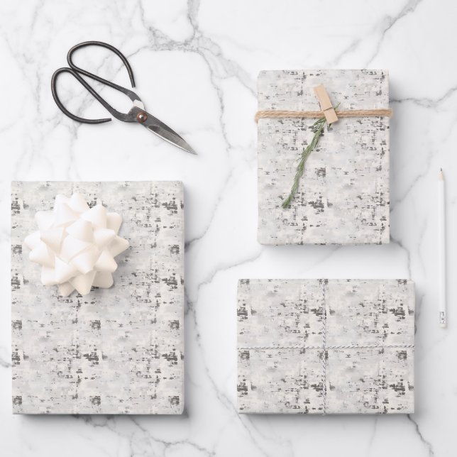 Grey & Ivory Abstract  Wrapping Paper Sheet (Front)