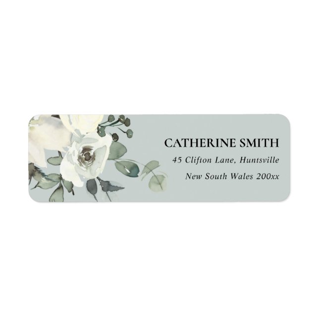 GREY IVORY WHITE FLORAL WATERCOLOR BUNCH ADDRESS (Front)