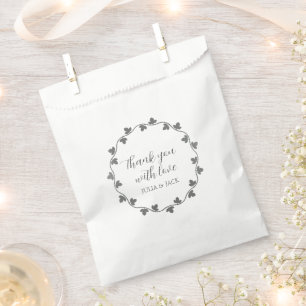 Grey Ivy Wreath Personalised Wedding Thank You Favour Bags