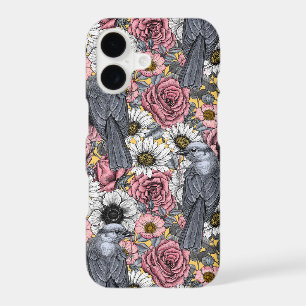 Grey jays and flowers