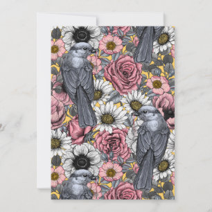 Grey jays and flowers