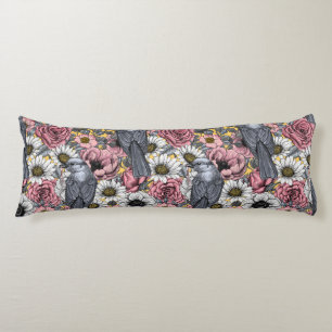 Grey jays and flowers body cushion