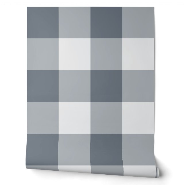 Grey Jumbo Buffalo Check Gingham Wallpaper (Unrolling)