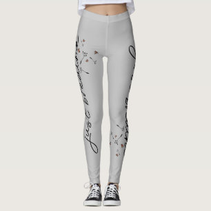 Grey Just Breathe Dandelion Inspirational Yoga Leggings