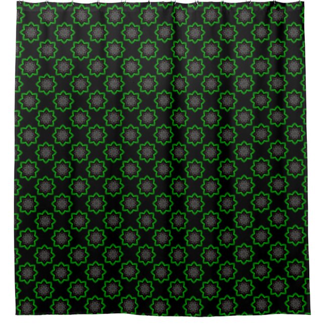 Grey kaleidoscope ornament shower curtain (Front)