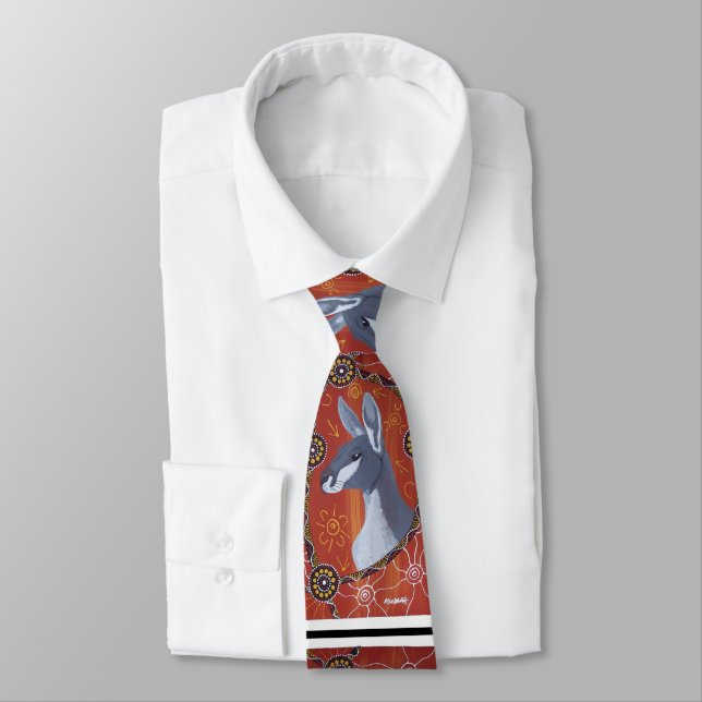 Grey Kangaroo Aboriginal Tie (Tied)