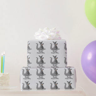 Grey Kangaroo Any Background Colour Birthday Gift Wrapping Paper