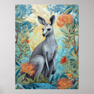 Grey kangaroo in the Australian bush Poster