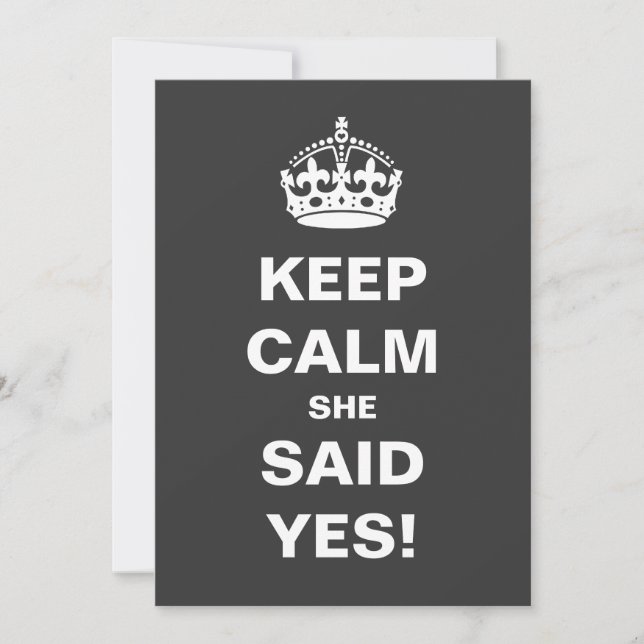 Grey Keep Calm and Marry On Wedding Invites (Front)