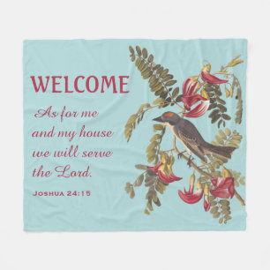 Grey Kingbird and Bible Verse Fleece Blanket