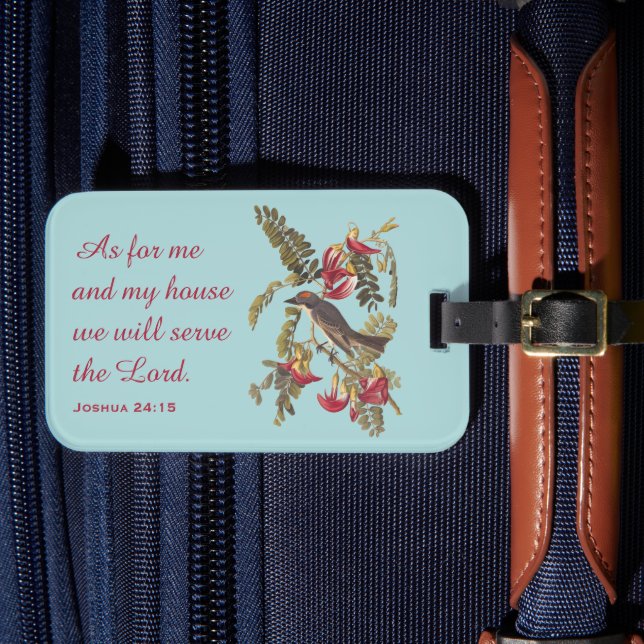 Grey Kingbird and Bible Verse Luggage Tag (Front Insitu 4)