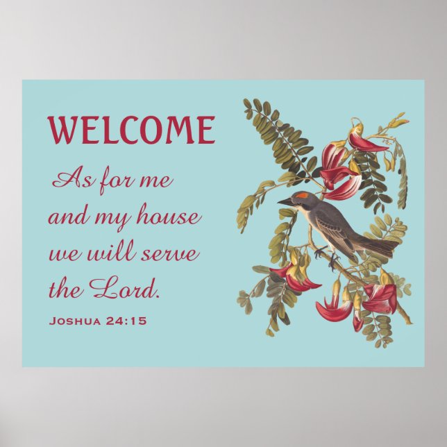 Grey Kingbird and Bible Verse Poster (Front)
