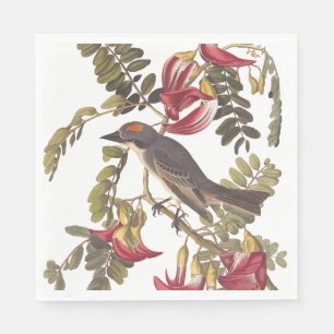 Grey Kingbird Audubon Bird on Flowering Tree Napkin