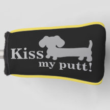 Grey Kiss My Putt Cheeky Golf Head Dachshund