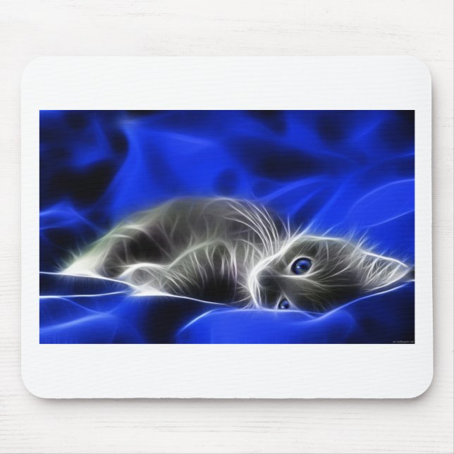 Grey Kitten Awakes Mouse Mat (Front)