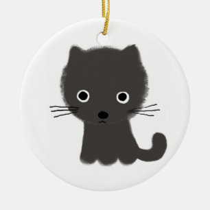 Grey Kitten Ceramic Tree Decoration