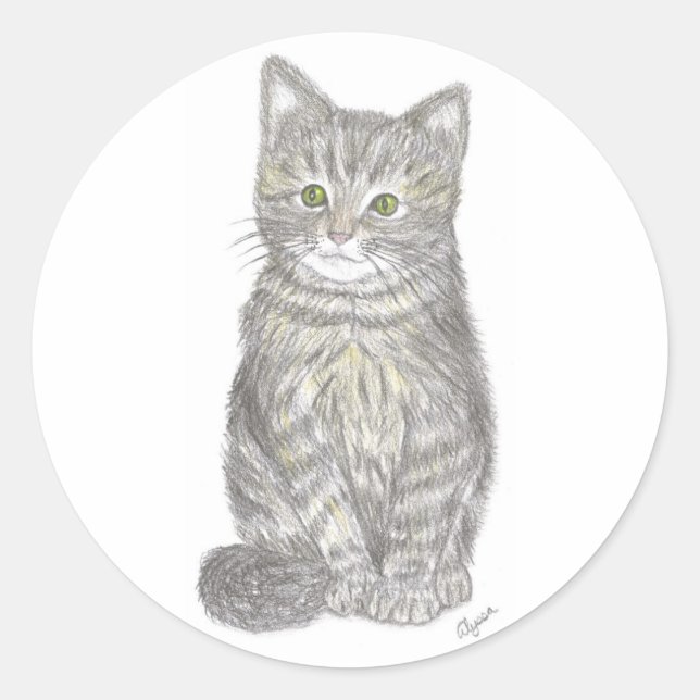 Grey Kitten Sticker (Front)