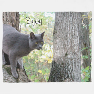 Grey Kitty Cat Fleece Blanket