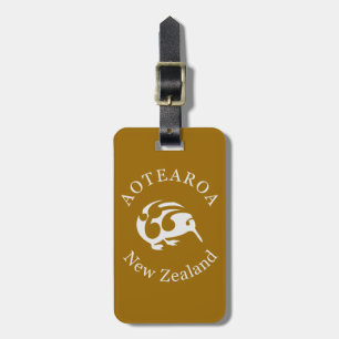Grey Kiwi with Koru, Aotearoa, New Zealand Luggage Tag
