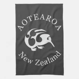 Grey KIWI with Koru Tea Towel