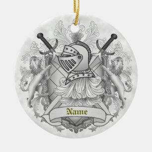 Grey Knight Family Crest Surname Ceramic Tree Decoration